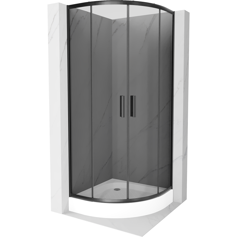 Mexen Rio Shower Cabin Semi-Circular 70 x 70 cm, Graphite, Black + Rio Tray, White - 863-070-070-70-40-4710