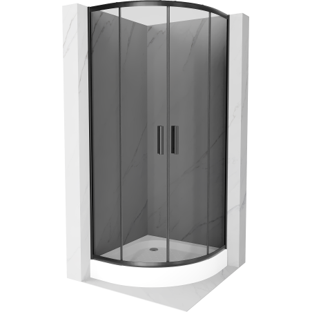 Mexen Rio Shower Cabin Semi-Circular 70 x 70 cm, Graphite, Black + Rio Tray, White - 863-070-070-70-40-4710