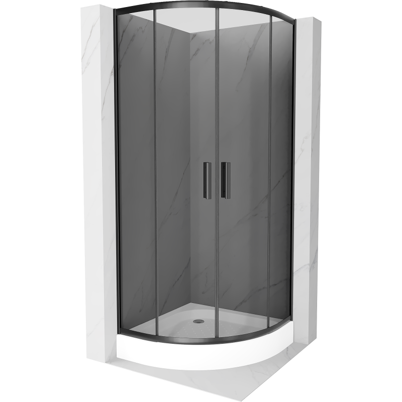 Mexen Rio shower cabin semi-circular 80 x 80 cm, graphite, black + Rio tray, white - 863-080-080-70-40-4710
