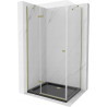 Mexen Roma hinged shower cabin 100 x 90 cm, transparent, gold + Flat tray, black - 854-100-090-50-00-4070G
