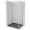 Mexen Roma swing shower enclosure 120 x 80 cm, transparent, gold + Flat shower tray, black - 854-120-080-50-00-4070G