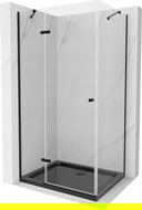 Mexen Roma hinged shower cubicle 80 x 120 cm, Transparent, Black + shower tray Flat, Black - 854-080-120-70-00-4070B
