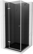 Mexen Roma pivot shower cabin 80 x 80 cm, graphite, chrome + Flat shower tray, black - 854-080-080-01-40-4070
