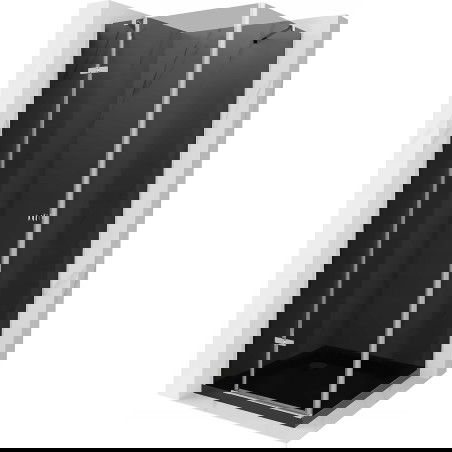 Mexen Roma hinged shower cubicle 90 x 90 cm, Graphite, Chrome + shower tray Flat, Black - 854-090-090-01-40-4070