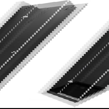 Mexen Roma hinged shower cubicle 90 x 120 cm, Graphite, Chrome + shower tray Flat, Black - 854-090-120-01-40-4070