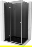 Mexen Roma hinged shower cubicle 100 x 90 cm, Graphite, Chrome + shower tray Flat, Black - 854-100-090-01-40-4070