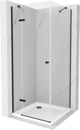 Mexen Roma hinged shower cabin 70 x 70 cm, transparent, black + Flat shower tray, white - 854-070-070-70-00-4010B