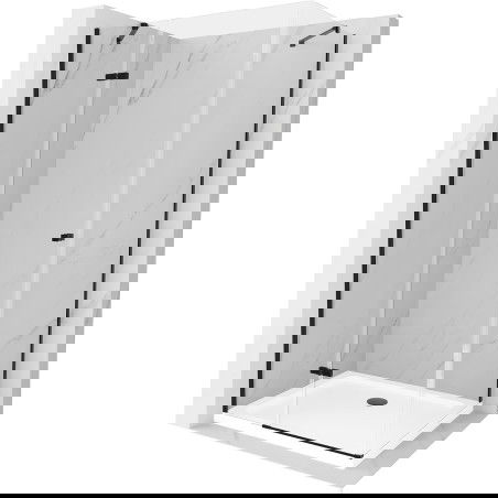 Mexen Roma hinged shower cubicle 70 x 80 cm, Transparent, Black + shower tray Flat, White - 854-070-080-70-00-4010B