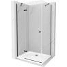 Mexen Roma Hinged Shower Enclosure 80 x 70 cm, Transparent, Black + Flat Tray, White - 854-080-070-70-00-4010B