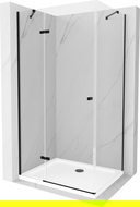 Mexen Roma hinged shower cubicle 100 x 70 cm, Transparent, Black + shower tray Flat, White - 854-100-070-70-00-4010B