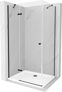 Mexen Roma swing shower enclosure 110 x 80 cm, transparent, black + Flat shower tray, white - 854-110-080-70-00-4010B