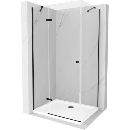 Mexen Roma hinged shower enclosure 120 x 80 cm, transparent, black + Flat, white shower tray - 854-120-080-70-00-4010B