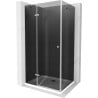 Mexen Roma hinged shower cubicle 80 x 70 cm, Graphite, Chrome + shower tray Flat, White - 854-080-070-01-40-4010