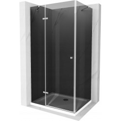 Mexen Roma hinged shower cubicle 90 x 100 cm, Graphite, Chrome + shower tray Flat, White - 854-090-100-01-40-4010