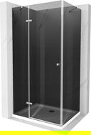 Mexen Roma Hinged Shower Enclosure 90 x 100 cm, Graphite, Chrome + Flat Shower Tray, White - 854-090-100-01-40-4010