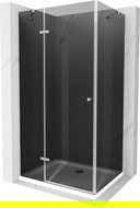 Mexen Roma hinged shower cubicle 100 x 70 cm, Graphite, Chrome + shower tray Flat, White - 854-100-070-01-40-4010