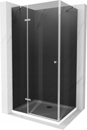 Mexen Roma pivot shower enclosure 100 x 80 cm, graphite, chrome + Flat shower tray, white - 854-100-080-01-40-4010