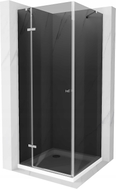 Mexen Roma swing shower cabin 100 x 100 cm, graphite, chrome + Flat shower tray, white - 854-100-100-01-40-4010