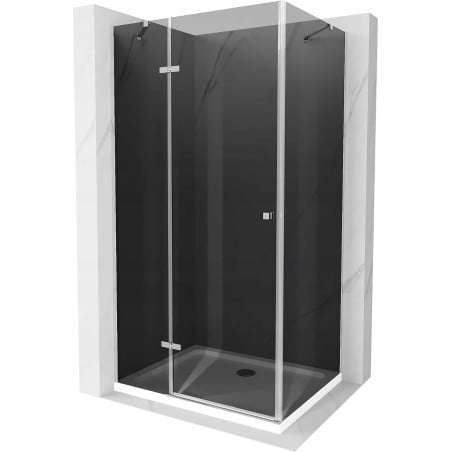Mexen Roma hinged shower cubicle 110 x 100 cm, Graphite, Chrome + shower tray Flat, White - 854-110-100-01-40-4010
