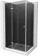 Mexen Roma swing shower enclosure 110 x 100 cm, graphite, chrome + Flat tray, white - 854-110-100-01-40-4010