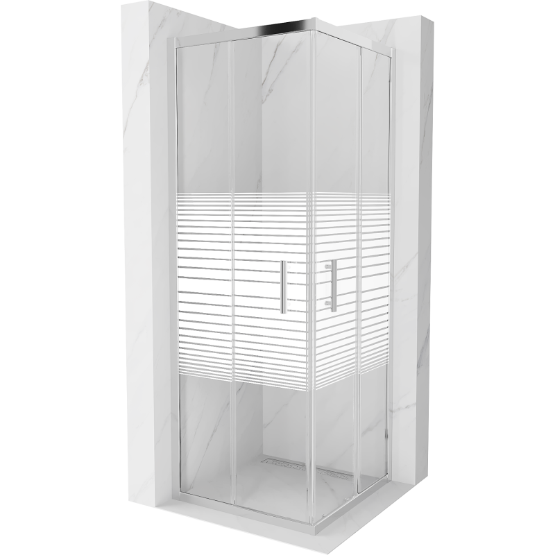 Mexen Rio square shower cabin 70 x 70 cm, stripes, chrome - 860-070-070-01-20