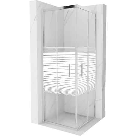 Mexen Rio square shower cabin 70 x 70 cm, white stripes, chrome - 860-070-070-01-20