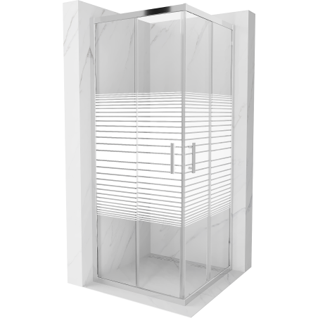 Mexen Rio square shower cabin 80 x 80 cm, stripes, chrome - 860-080-080-01-20