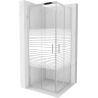 Mexen Rio 80 x 80 cm Square Shower Cabin, White Stripes, Chrome - 860-080-080-01-20