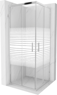 Mexen Rio 80 x 80 cm Square Shower Cabin, White Stripes, Chrome - 860-080-080-01-20