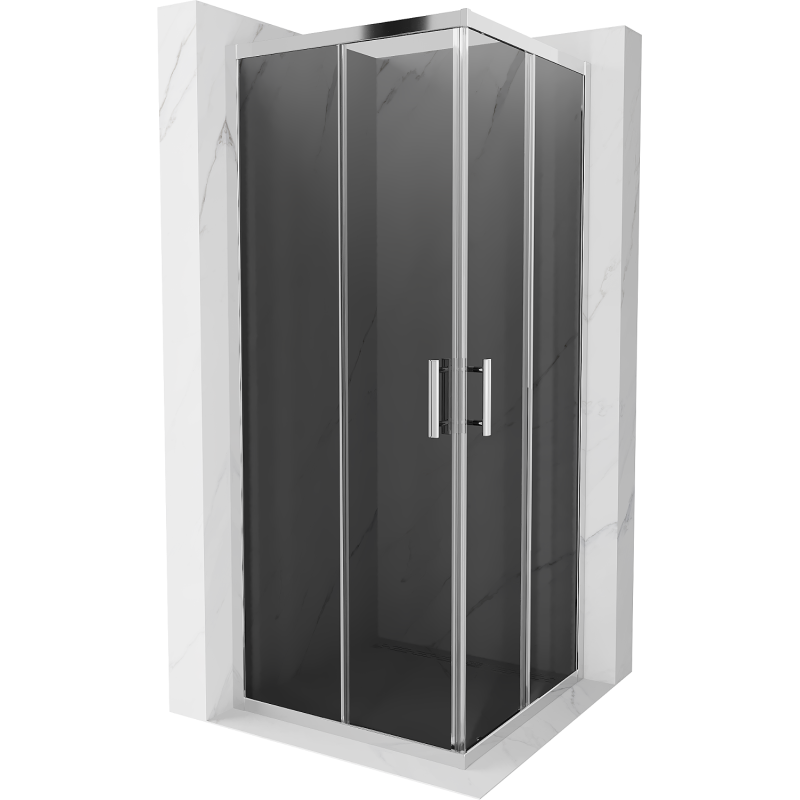Mexen Rio 80 x 80 cm Square Shower Cabin, Graphite, Chrome - 860-080-080-01-40