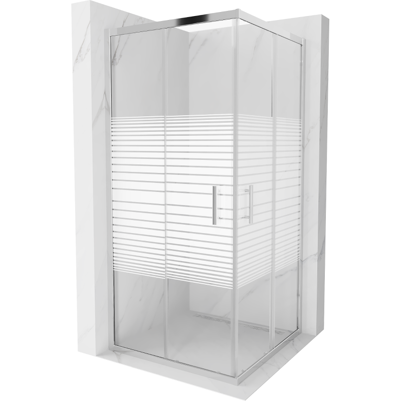 Mexen Rio square shower enclosure 90 x 90 cm, white stripes, chrome - 860-090-090-01-20