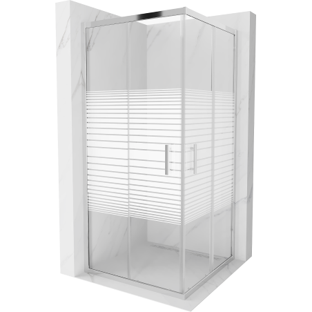 Mexen Rio square shower enclosure 90 x 90 cm, white stripes, chrome - 860-090-090-01-20
