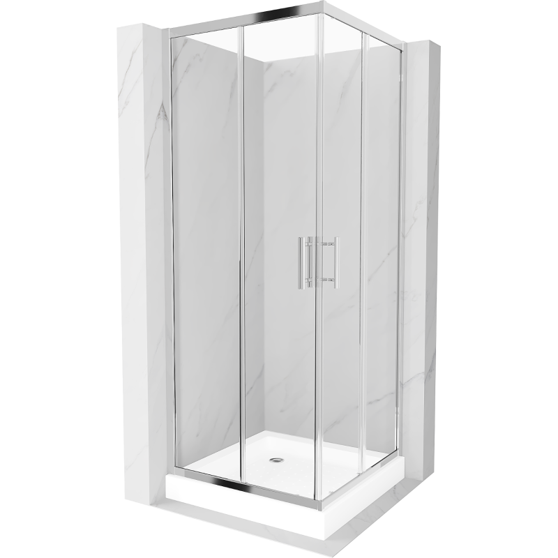 Mexen Rio square shower cabin 80 x 80 cm, transparent, chrome + tray, white - 860-080-080-01-00-4510