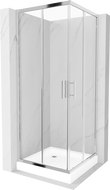 Mexen Rio square shower cubicle 80 x 80 cm, Transparent, Chrome + shower tray Rio, White - 860-080-080-01-00-4510