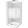 Mexen Rio 80 x 80 cm square shower cabin, white stripes, chrome + tray, white - 860-080-080-01-20-4510