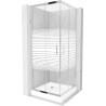Mexen Rio square shower cubicle 80 x 80 cm, Stripes, Chrome + shower tray Rio, White - 860-080-080-01-20-4510