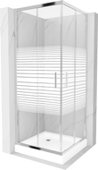 Mexen Rio 80 x 80 cm square shower cabin, white stripes, chrome + tray, white - 860-080-080-01-20-4510