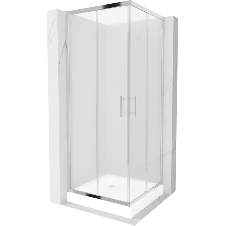 Mexen Rio square shower cabin 80 x 80 cm, frost, chrome + Rio shower tray, white - 860-080-080-01-30-4510