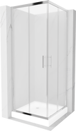 Mexen Rio square shower cubicle 80 x 80 cm, Frosted, Chrome + shower tray Rio, White - 860-080-080-01-30-4510