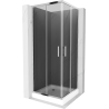 Mexen Rio square shower enclosure 80 x 80 cm, graphite, chrome + Rio shower tray, white - 860-080-080-01-40-4510