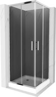 Mexen Rio square shower cubicle 80 x 80 cm, Graphite, Chrome + shower tray Rio, White - 860-080-080-01-40-4510