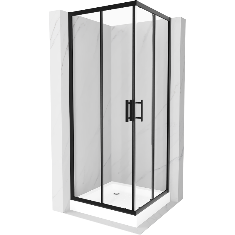 Mexen Rio square shower cabin 80 x 80 cm, transparent, black + Rio tray, white - 860-080-080-70-00-4510