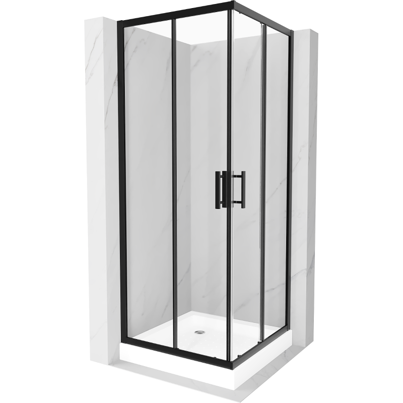 Mexen Rio square shower cabin 80 x 80 cm, transparent, black + tray, white - 860-080-080-70-00-4510