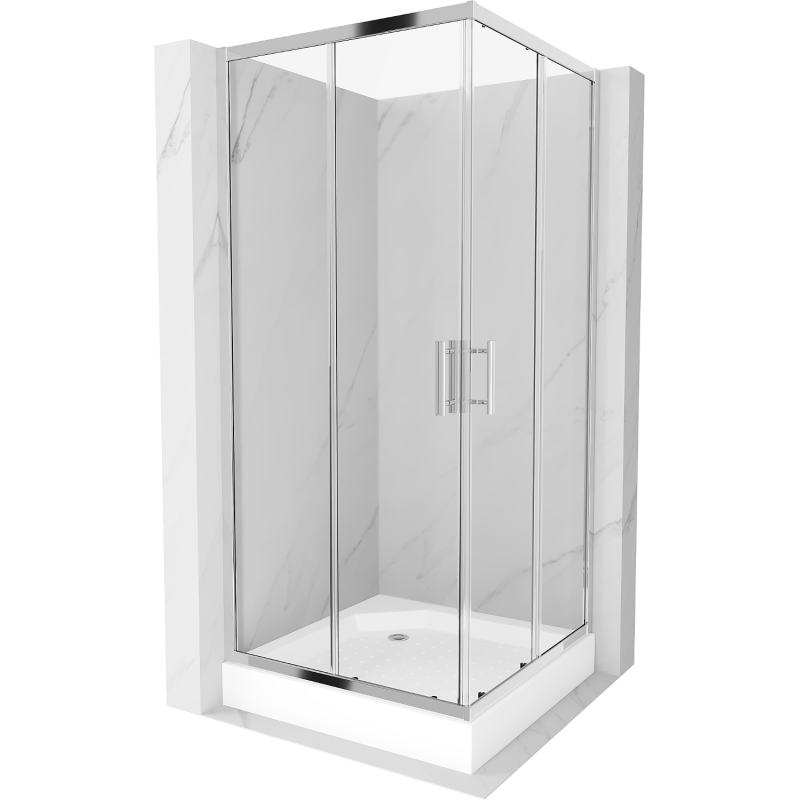Mexen Rio square shower cabin 90 x 90 cm, transparent, chrome + Rio tray, white - 860-090-090-01-00-4510