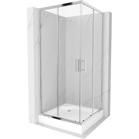 Mexen Rio square shower cabin 90 x 90 cm, transparent, chrome + Rio tray, white - 860-090-090-01-00-4510