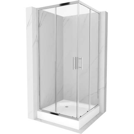 Mexen Rio square shower cubicle 90 x 90 cm, Transparent, Chrome + shower tray Rio, White - 860-090-090-01-00-4510