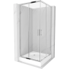 Mexen Rio square shower cubicle 90 x 90 cm, Transparent, Chrome + shower tray Rio, White - 860-090-090-01-00-4510
