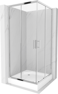 Mexen Rio square shower cubicle 90 x 90 cm, Transparent, Chrome + shower tray Rio, White - 860-090-090-01-00-4510