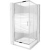 Mexen Rio square shower cabin 90 x 90 cm, white stripes, chrome + tray, white - 860-090-090-01-20-4510