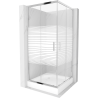 Mexen Rio square shower enclosure 90 x 90 cm, white stripes, chrome + Rio tray, white - 860-090-090-01-20-4510